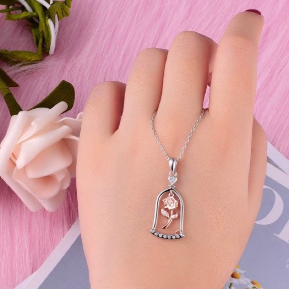 Beauty and the Beast Enchanted Rose Necklace - Picture 7 of 13